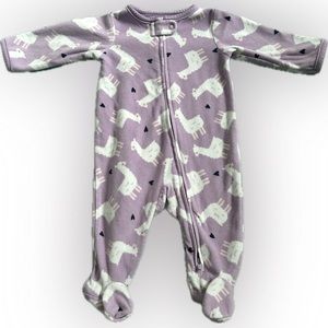 Purple Fleece Baby Footie Pajamas with Cute Sheep - 0-3 Months